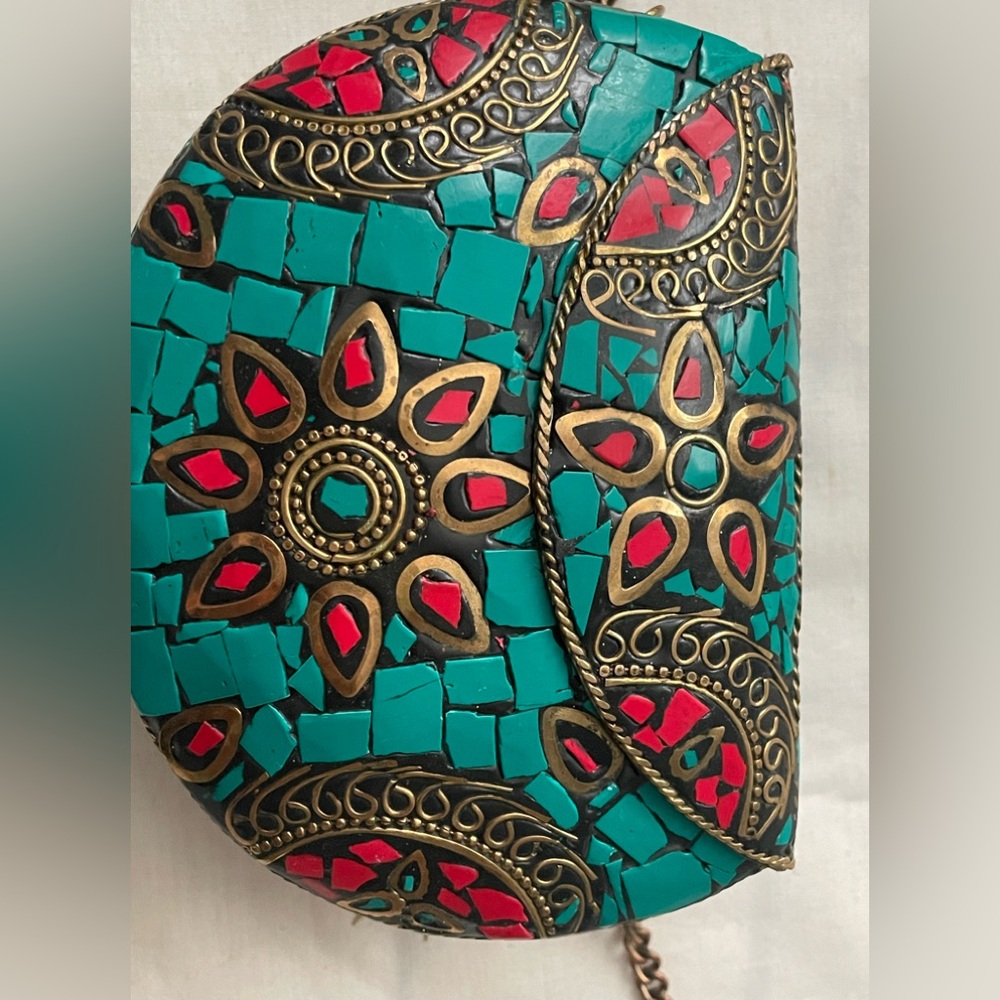 Vintage Handmade Hard Shell Mosaic Crossbody - Picture 5 of 9